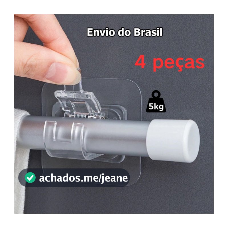 Ganchos adesivos para varão de cortina que não precisa furar suporte de parede 1/2/4/6/8/10/12