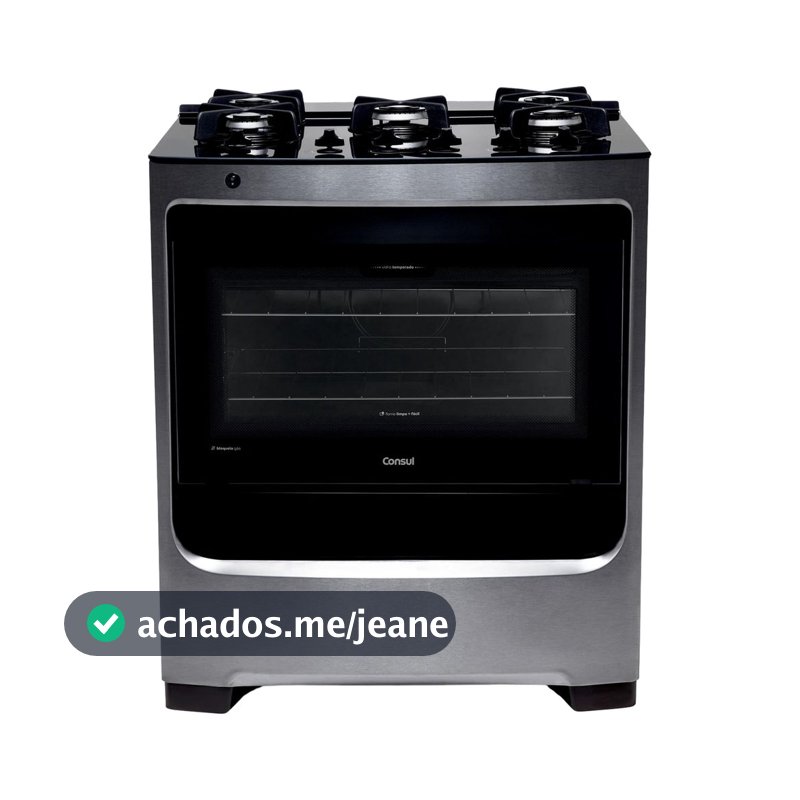 Fogão Consul 5 Bocas cor Inox com Mesa de Vidro e Grade de Ferro Fundido - CFS5VAR