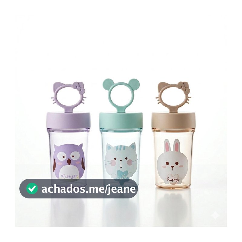 Garrafinha Infantil Pet Amigos 250ml Sortidas Fofas Kawi Lancheira