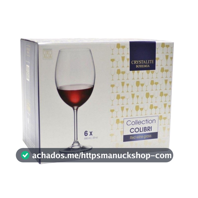 Conjunto De Taças Crystalite Bohemia Vinho Colibri 580ml  - 6 Peças