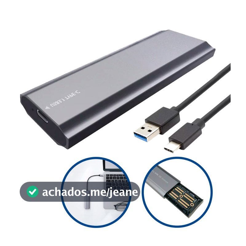 Case SSD M2 NVME e Ngff Sata Portátil USB Rápido Pcie Case Externo Cabo Usb 3.0 Universal