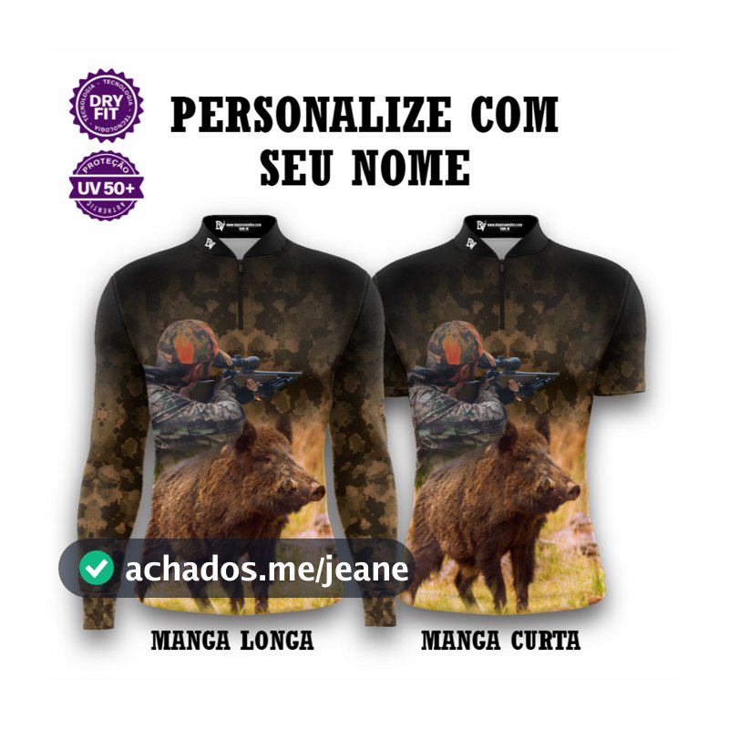 Camisa Zíper Caça Tiro Certo – Unissex UV50+ Premium Personalizada