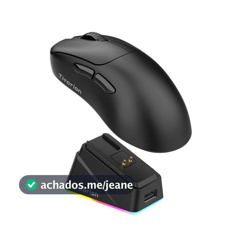 Mouse Sem Fio Gamer Velar Base Carregamento 12000dpi Polling Rate 1000hz Branco Preto Titorion