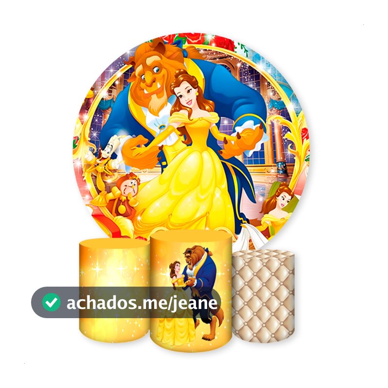Capas Painéis de Festa Sublimados Vários Modelos Tema A Bela e a Fera