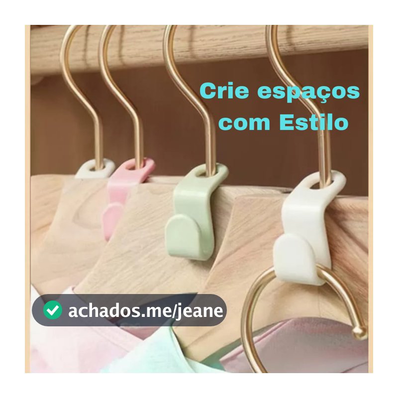 KIT 50 | 25 | 10 UN Gancho Extensor de Cabides de Roupa Conector Plástico Empilhável