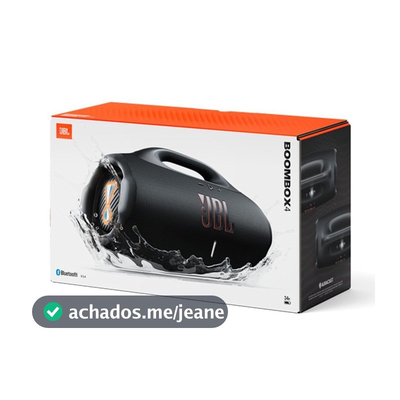 Caixa de Som Bluetooth JBL Boombox 4, com Auracast, IP68 Bivolt Preta