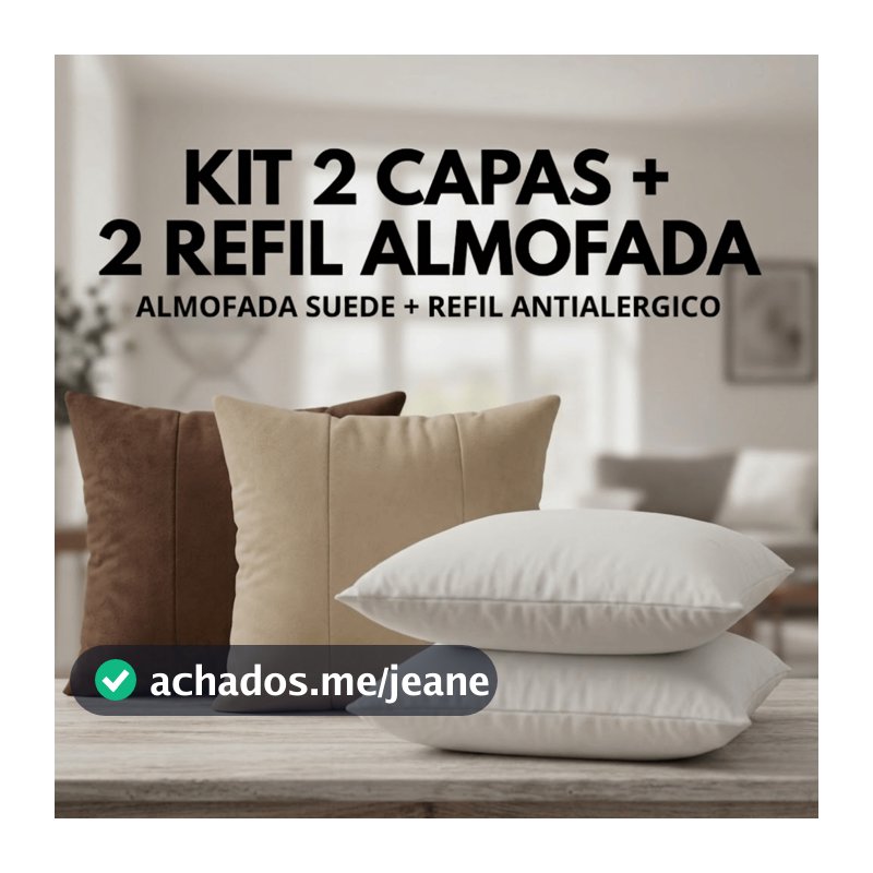 Kit Até 4 Capas Almofada Com Enchimento 40x40cm Tecido Suede Qualidade Zíper Escondido Envio Rápido