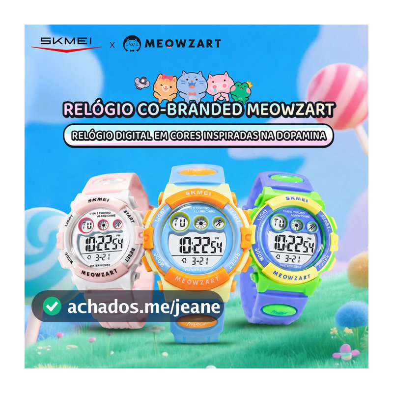 SKMEI 7803 Relógio Infantil Digital Esportivo para Meninos e Meninas com Cronômetro Alarme Calendário e Luz LED