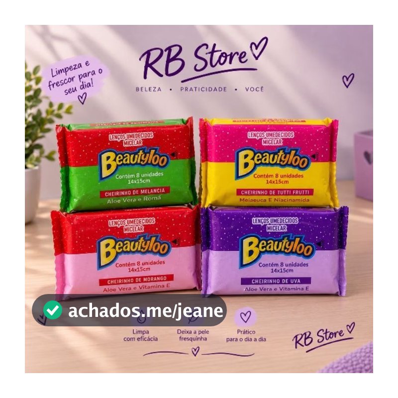 Mini lenços umedecidos micelar Beautyloo🍓🍉🍇