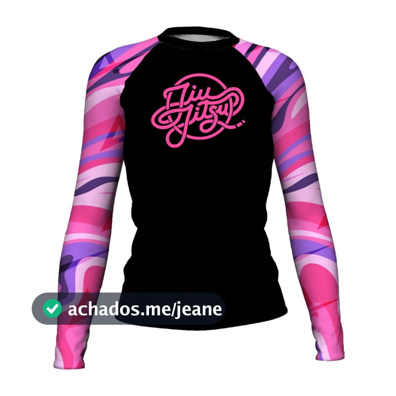 Camisa Térmica UV Feminina Rashguard Jiu Jitsu Colors Pink Manga Longa
