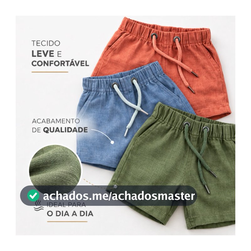 Kit 3 Shorts Infantil Linho Menino Bermuda Mauricinho Premium 2 a 14 Anos Cores Sortidas