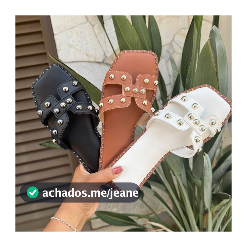 Sandália Chinelo Rasteirinha Feminina H Com Bolinhas Douradas Elegante Moda 2026