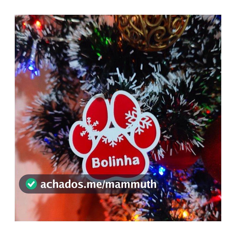 Enfeite para árvore de natal patinha de cachorro personalizado com o nome