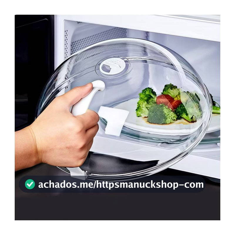 Tampa Para Microondas Protetor Alimentos Anti Sujeira Comida Com Válvula Alça De Plástico Pratos