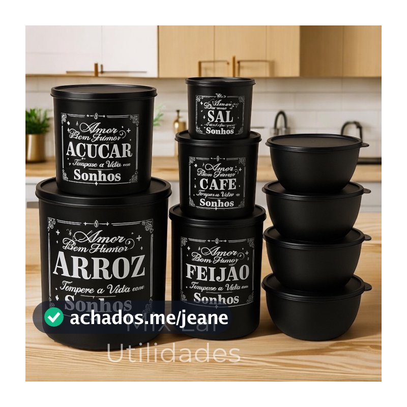 Kit de mantimentos com 9 potes para porta condimentos