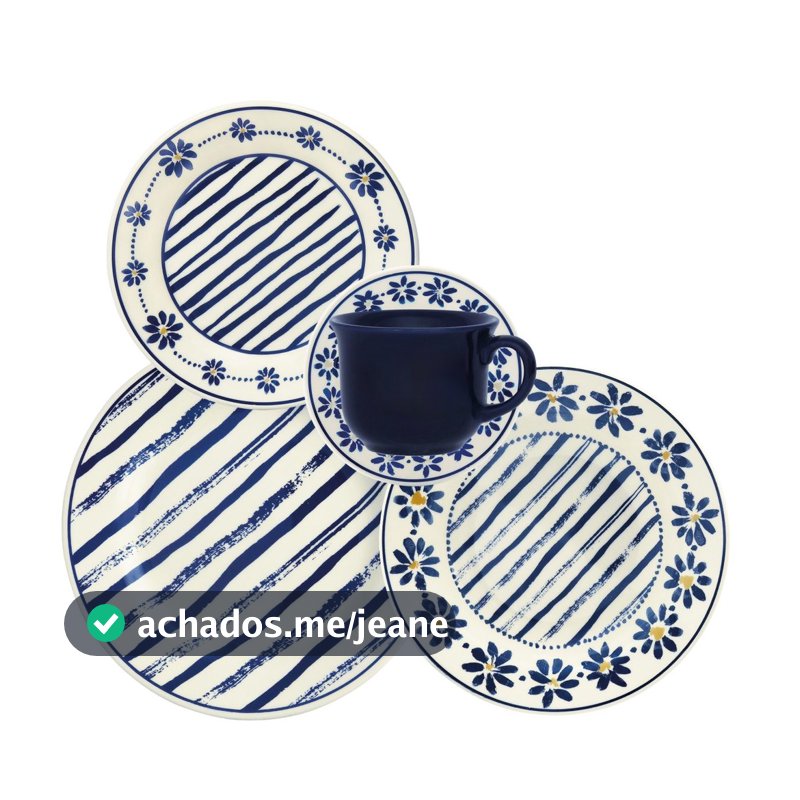 Aparelho Jogo de Jantar e Chá 30 Peças Margaridas Jogo Pratos e Xícaras Oxford Biona