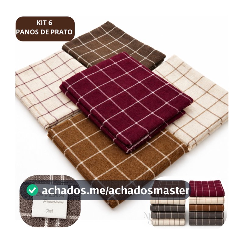 Kit 6 Pano de Prato Copa Chef Teka 100% Algodão Premium Felpudo Atoalhado Gourmet