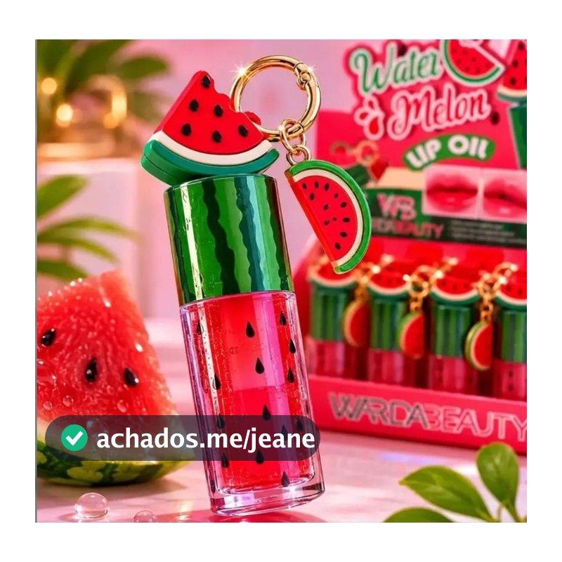 Lip Gloss Melancia Com Chaveirinho Mosquetão – Cheirinho Incrível - Beleza e Praticidade