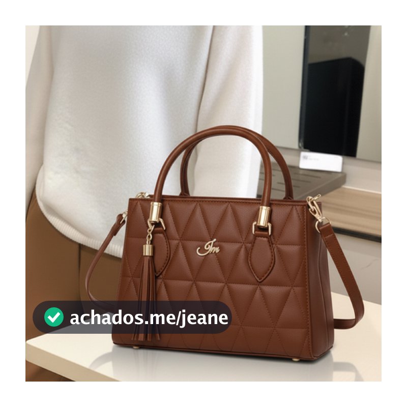 Bolsa Feminina Media Triangle Elegante com Alça de Ombro Transversal e Lateral Couro Pu Premium
