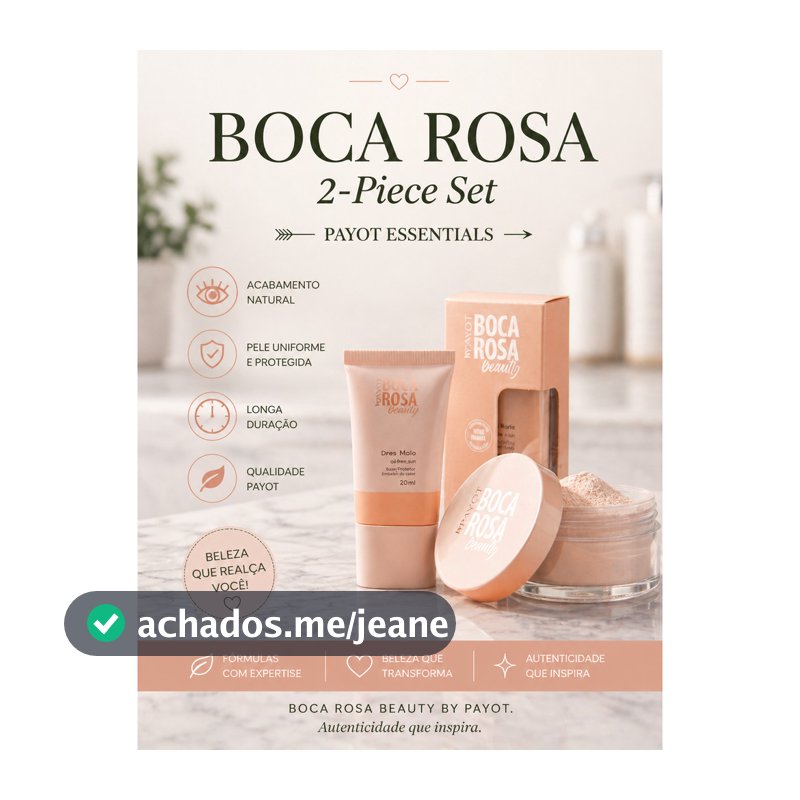 kit 2 Boca Rosa Pó Facial Solto by Pay ot 20g+ Base Líquida Matte Perfect