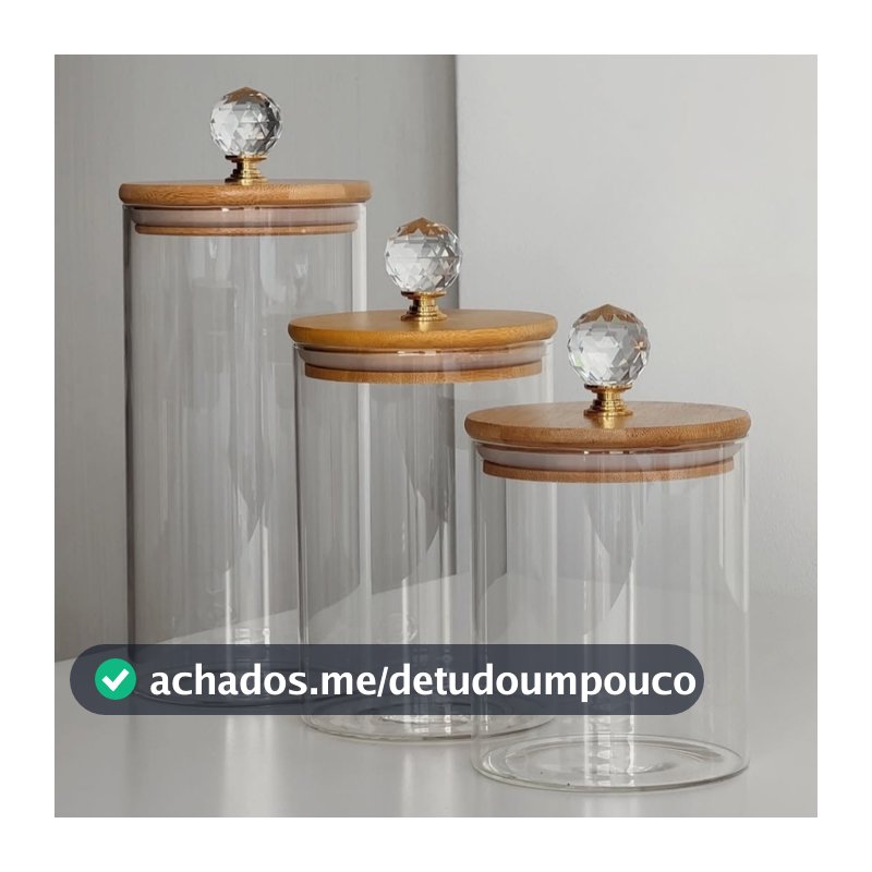 Jogo de Potes de Vidro Redondo cristal organizador armazenamentos de cozinha cantinho do café Tampa de Bambu