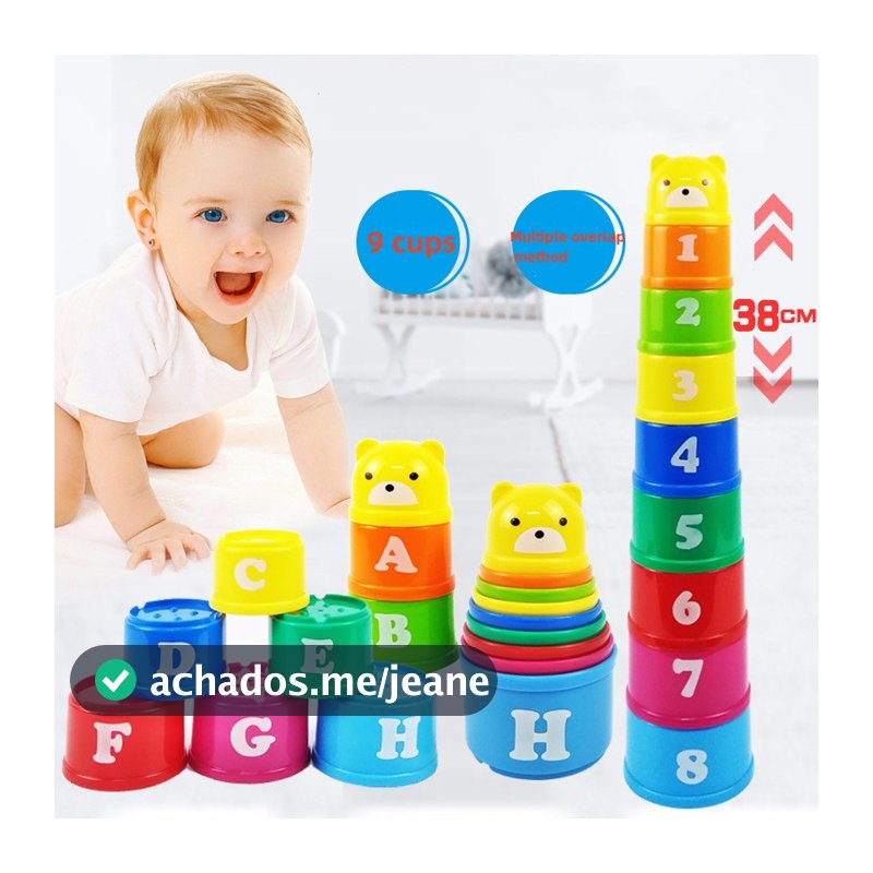Copo Para Educação Infantil Empilhando Brinquedos De Cartas Numéricas Educativos Infantis