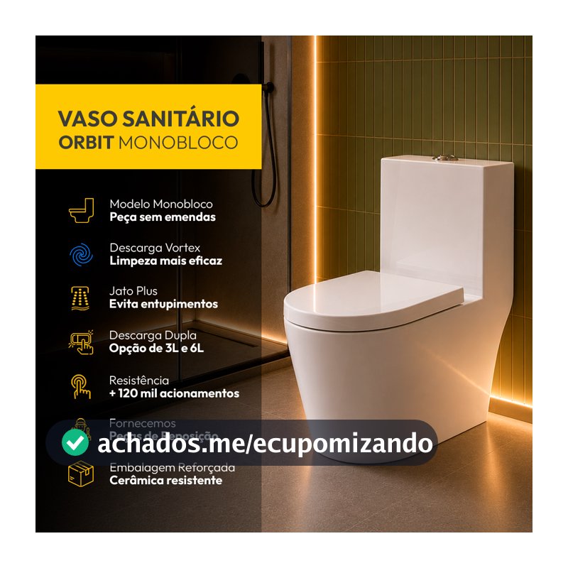 Vaso Sanitário Monobloco Orbit ou Vertex Completo com Caixa Acoplada Privada Cerâmica Branca Alut