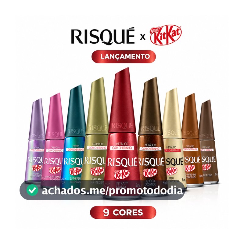 Kit Esmaltes Risqué KitKat Lançamento Esmalte Com Cheirinho De Chocolate Coleção Completa Oficial | Escolha seu kit