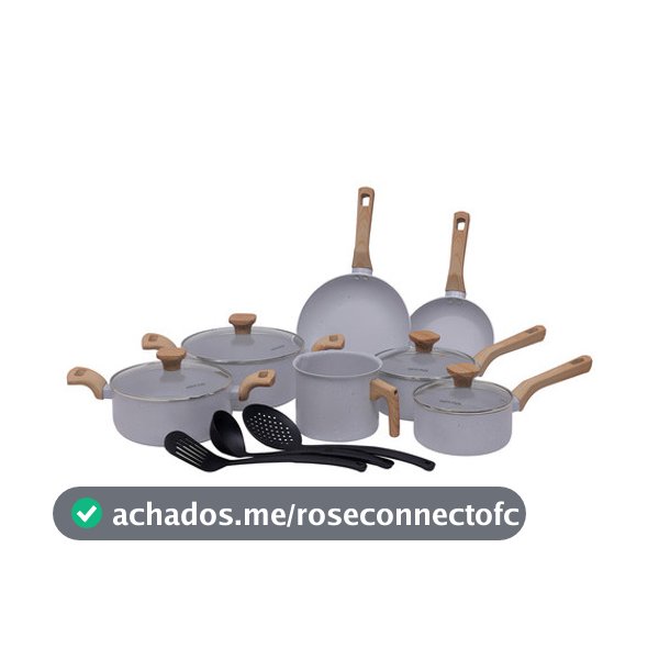 Conjunto Jogo De Panelas Ceramica Antiaderente Fogão Indução Mimo Style Grafito Cinza Claro
