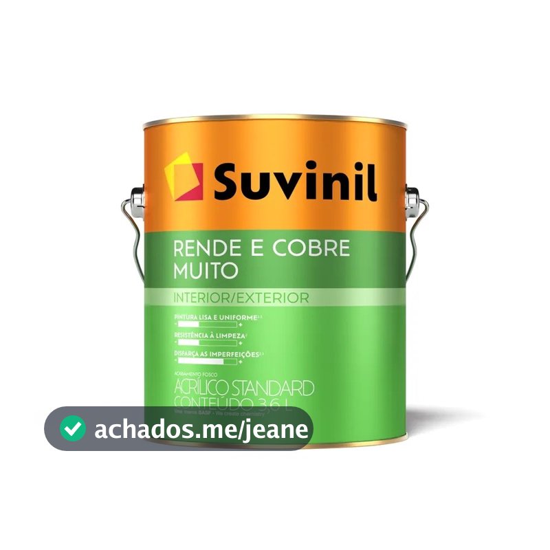 Tinta Suvinil Rende & Cobre Muito 3,6L Acrílica Fosca Interna e Externa Várias Cores