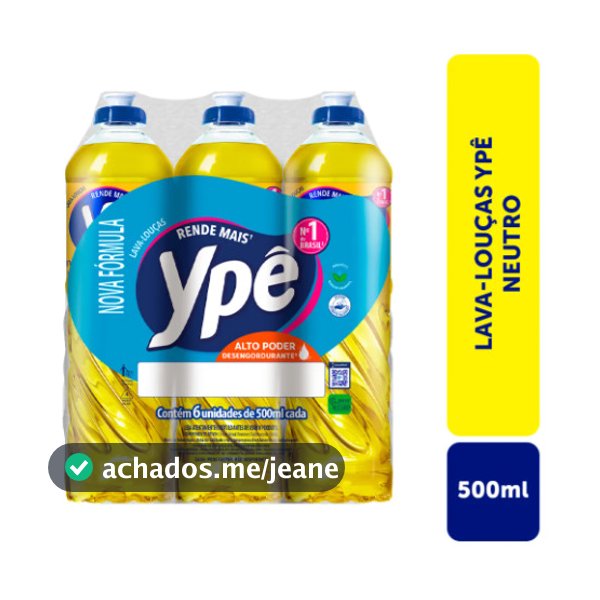 Pack Lava-Louças Líquido Neutro Ypê Squeeze 6 Unidades 500ml Cada