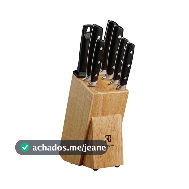 Conjunto de Facas Electrolux 8 Peças Inox com Bloco de Madeira