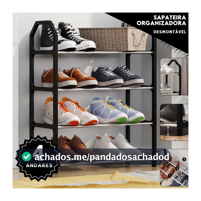 Sapateira 4 Andares Compacta Porta Sapatos Multiuso Economia De Espaço Fácil Montagem