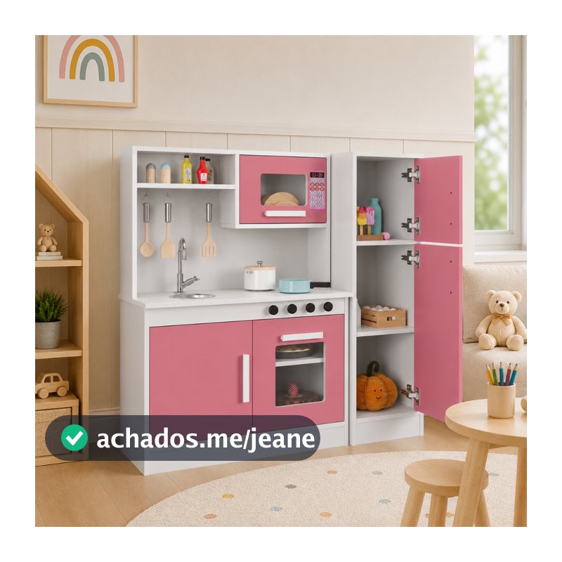 Kit Cozinha Infantil Binquedo Criança com Fogão, Pia e Microondas