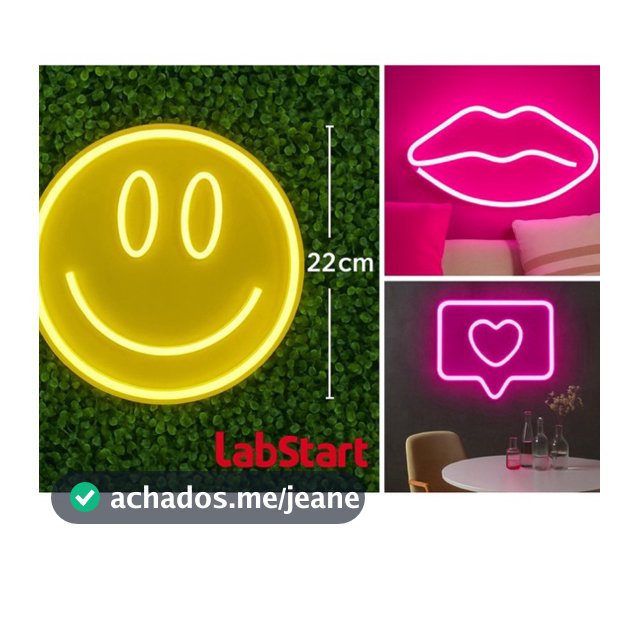 Luminária Smile  Boca  like  Neon led 3D iluminação vídeos e Instagram 20 cm decoração festa