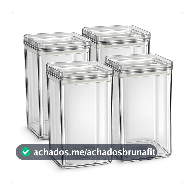 Kit 4 Potes Herméticos 1 Litro - BPA Free Organizador com Tampa para Alimentos, Empilhável