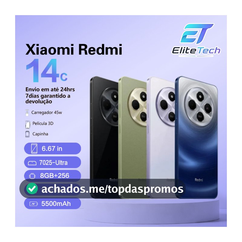 Smartphone Celular Xiaomi Redmi 14c 256gb  8gb RAM 128gb 4gb Dual Sim 50MP Global 14 c Lançamento