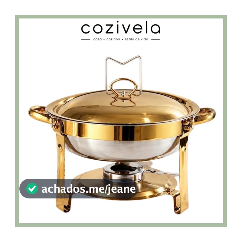 Rechaud de Buffet 6L Inox - Banho Maria Profissional que Mantém a Comida Quente por Até 6 Horas