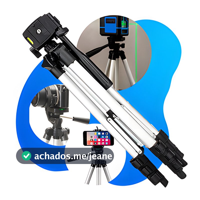 Tripé Profissional Universal Para Celular, Câmera, Binóculo e Nível a Laser 1 Metro Ajustável