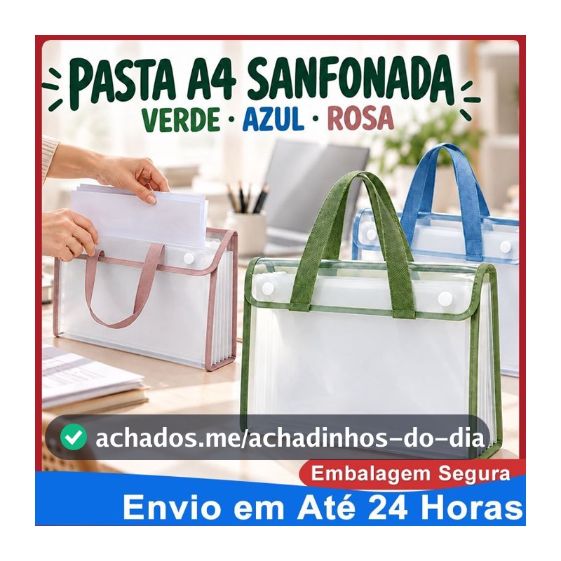 Pasta Organizadora A4 Multicamadas Portátil | Bolsa Transparente Impermeável PVC para Escola Escritório