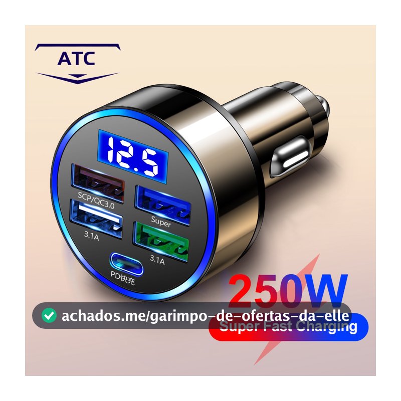 Carregador rápido para carro 3.0 Carregador para carro 5 portas USB Telefone celular