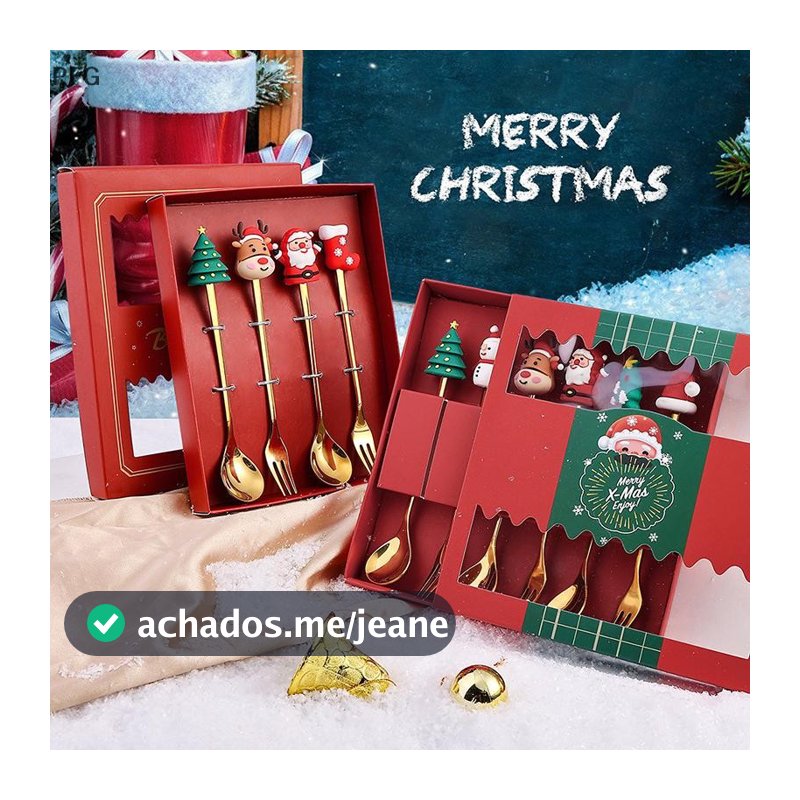 🎄🎄2/4/6 Pçs Conjunto De Garfo E Colher De Natal Utensílios De Mesa Criativos De Aço Inoxidável Garfos Presente Christmas