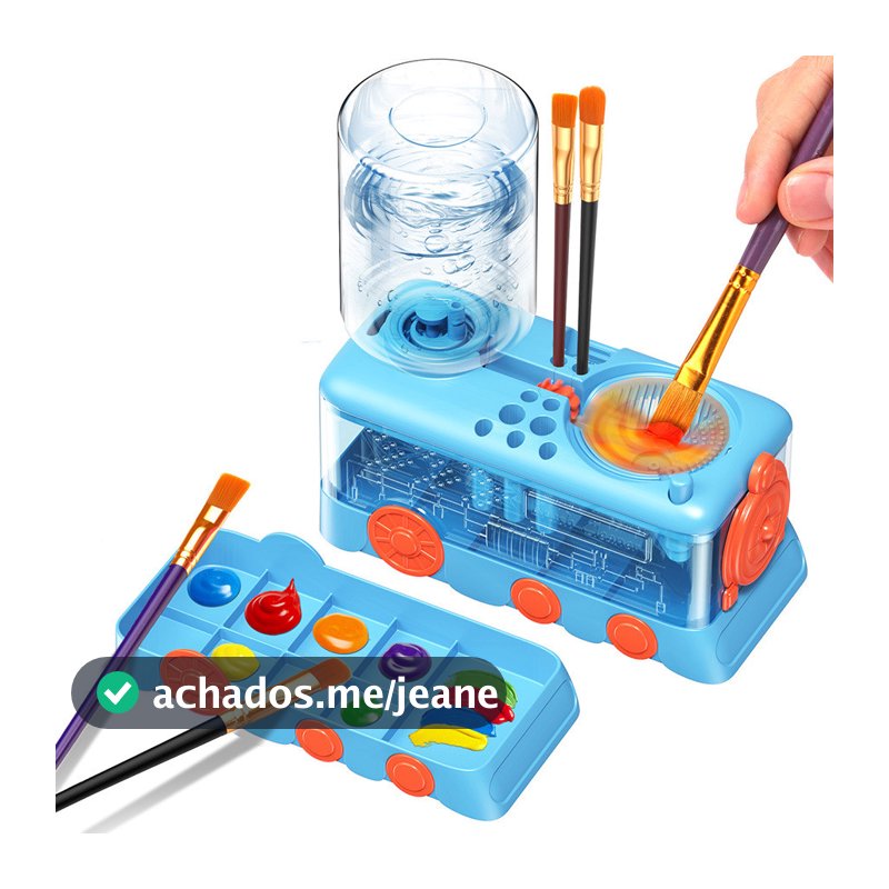 Lavador de pincéis infantil com troca automática de água,recipiente para lavagem de pincéis com troca automática de água