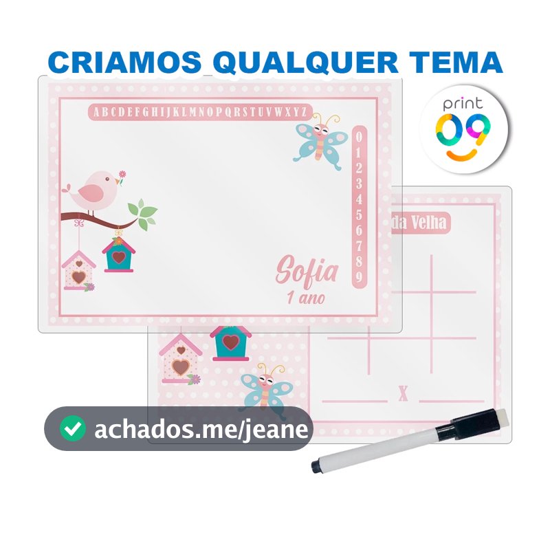 10 Lousa Mágica + Caneta Com Apagador Personalizada Lembrancinha Festa Infantil Jardim Encantado