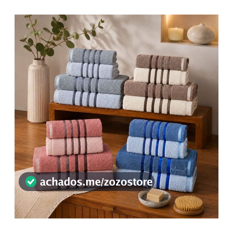 Jogo de Toalhas Banhão 4 Peças 450g Grossa 100% Algodão Toque Macio Casal Ele e Ela