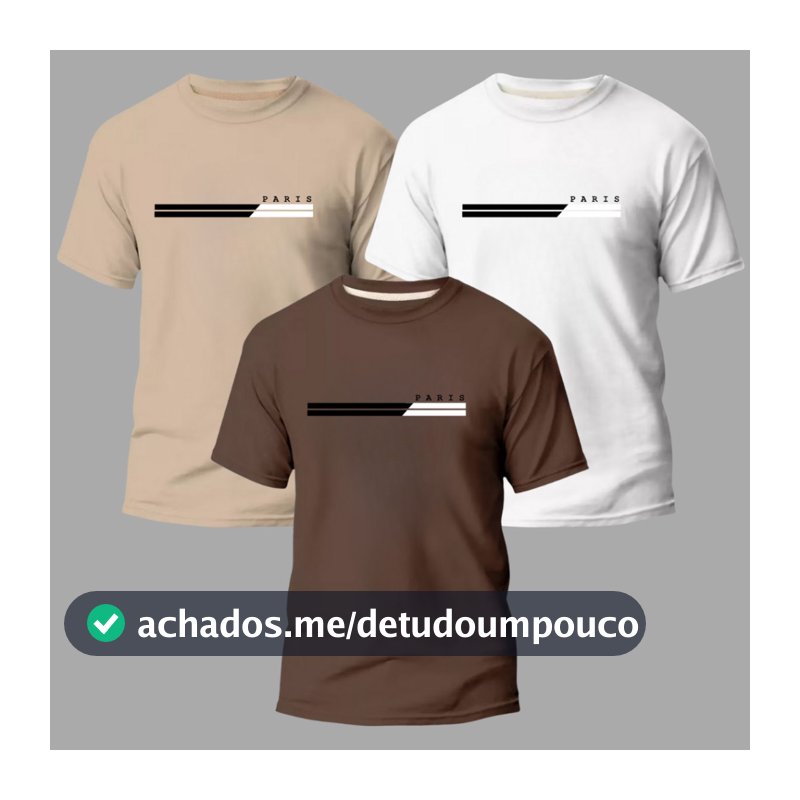 Kit 3 Camisas Masculinas 100% Algodão Premium Conforto Moda Casual Street Paris