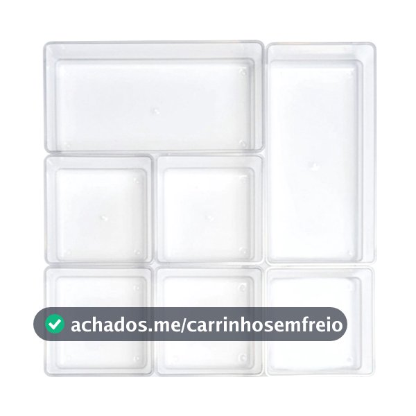 Kit 7 Organizador Acrílico Modular Geladeira Gavetas Maquiagem Cristal
