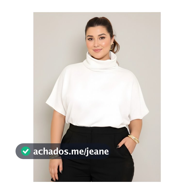 Blusa Feminina Plus Size Gola Dobrável Veste GG ao G2