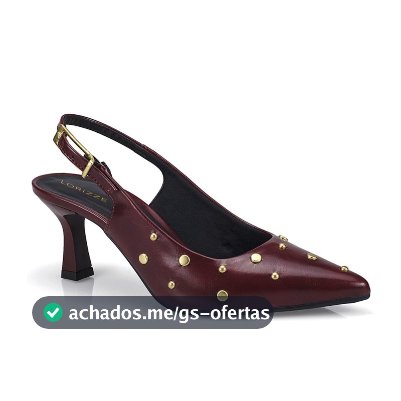 Scarpin Feminino Slingback Salto Fino Médio Com Fivela e Spike Elegante E Social 029