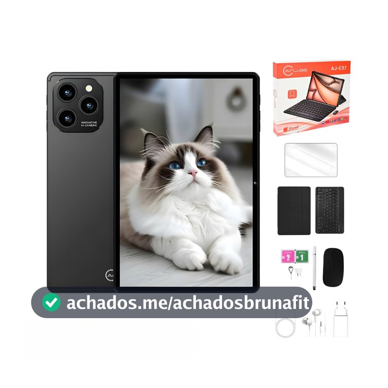 Tablet 10.1” com Teclado+Mouse 6GB RAM 128GB Android 13 Câmera 50MP